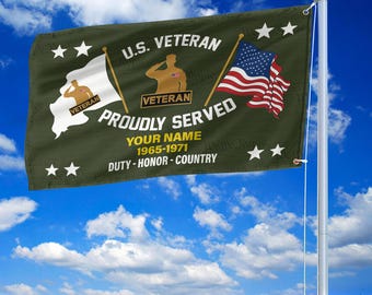Personalized Proudly Served U.S. Veteran Grommet Flag, Double Sided 3-Ply, Veteran's Day Gifts Ideas,  Outdoor Decoration Gifts