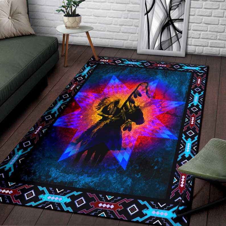 Pattern Native Area Rug, Indigenous Area Rug, Navajo Tribal Rug, Native ...