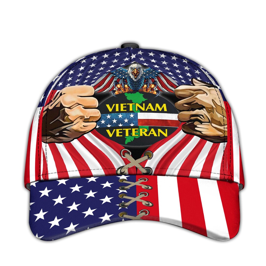 Military Veteran Baseball Cap - Patriotic Eagle Crest Hat For Veterans, Adjustable Size