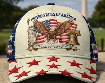 Gorra de béisbol del 250.º aniversario de los Estados Unidos de América (1776-2026), gorra patriótica con bandera de águila y campana de la libertad, regalos para el 4 de julio