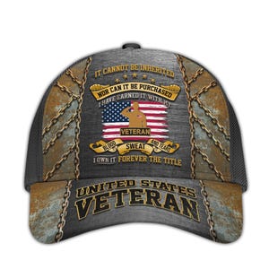 Veteran Baseball Caps – Blood Sweat And Tears Veteran Cap, Military Hats, Patriotic Baseball Hat, Bald Eagle Hat, Adjustable Tactical Cap