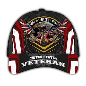 Home Of The Free Because Of The Brave Veteran Cap, Veteran Baseball Caps, Adjustable Baseball Eagle Flag Cap, Military Gift Hat For Veterans