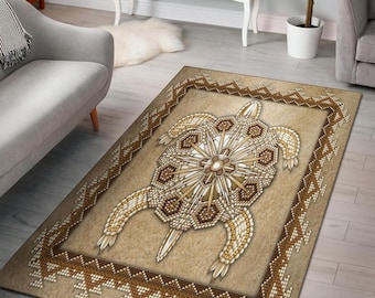 Turtle Totem Native American Design Area Rug, Indigenous Area Rug, Navajo Rug, Native American Gifts, Native American Cherokee Decoration