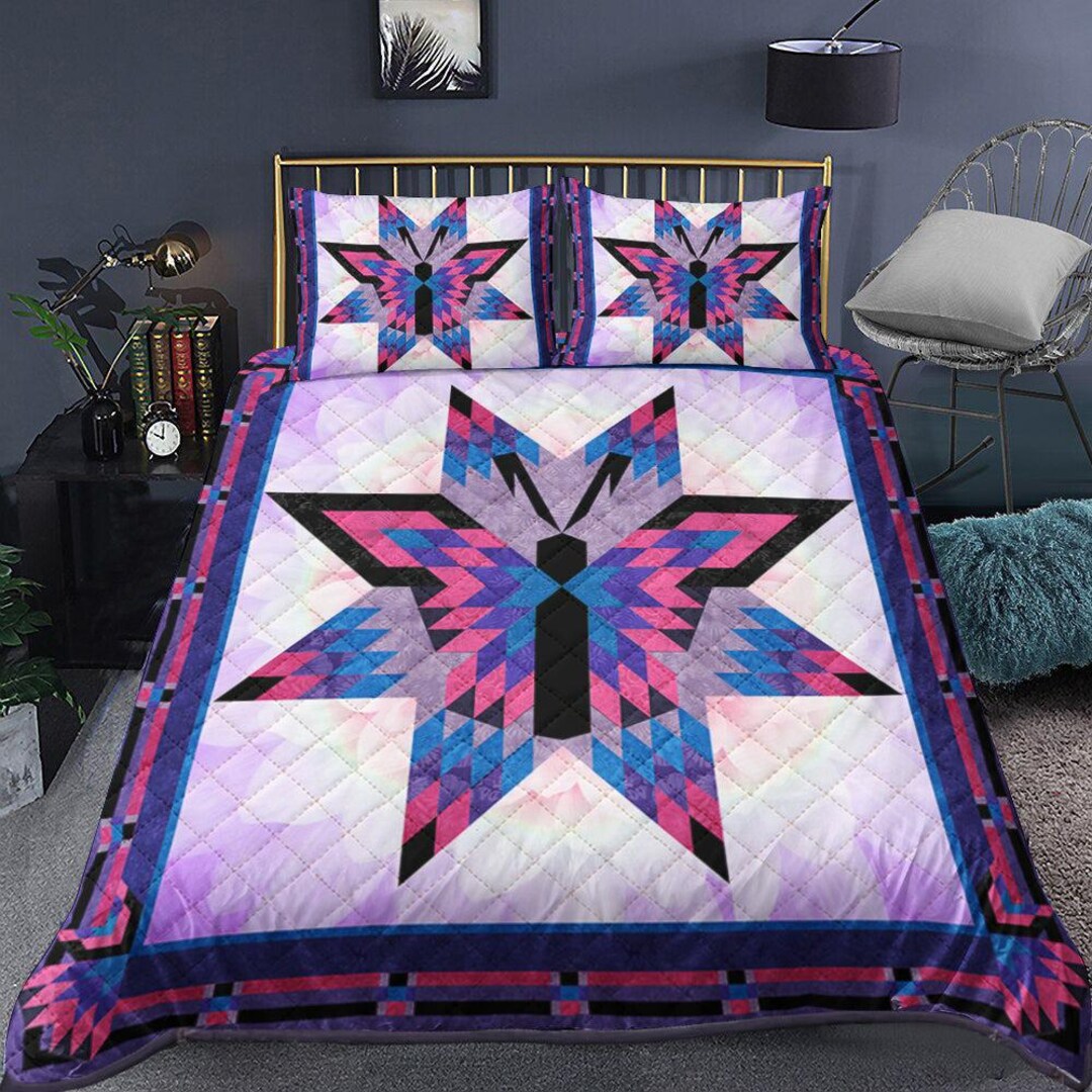 Native American Bedspread Set, Indigenous Bedding Set, Butterfly ...