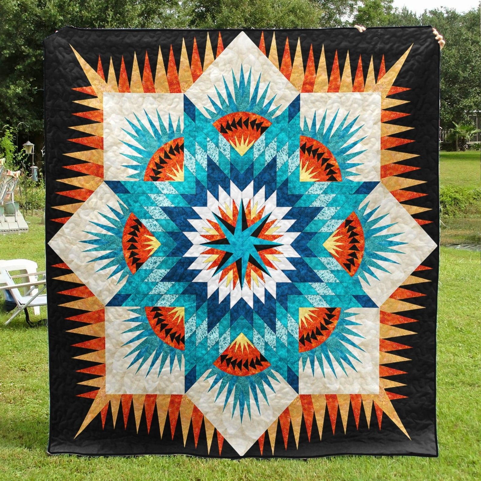Native American Star Quilt Blanket, Tribal Camping Blanket, Native ...