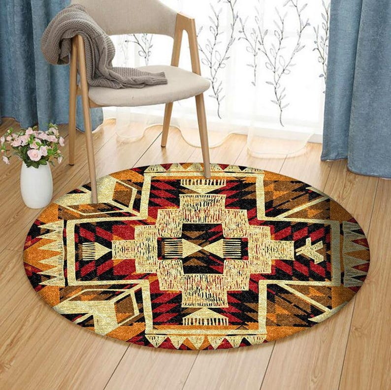 Wayfair Native Rugs Southwestern Native American Round Area Rug, Tribal Geometric Rug ...