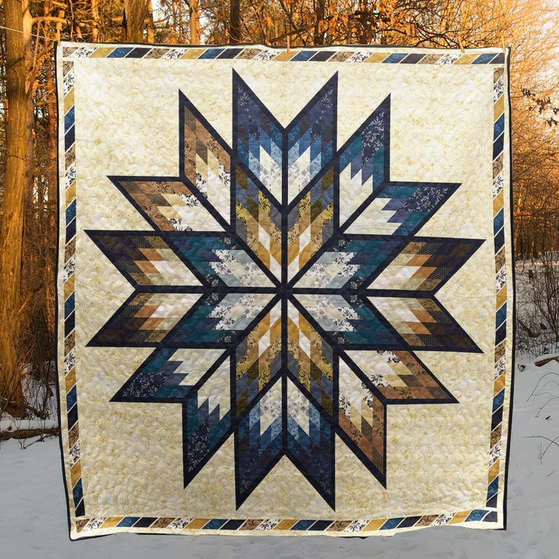 Native Pattern Stars Native American Star Quilt Blanket, Tribal Blankets, Native Quilt ...