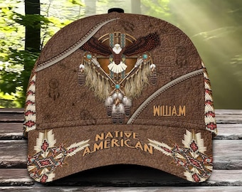 Custom Native Spirit Feathered Eagle Personalized Name Classic Cap Personalized Indigenous Mens Hat Native Pride Baseball Caps