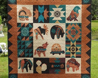 Indigenous Blanket Native Navajo Blanket Indian Blanket Cherokee Blanket Native Throw Outdoor Blanket Bison Turtle Horse Bear Throw