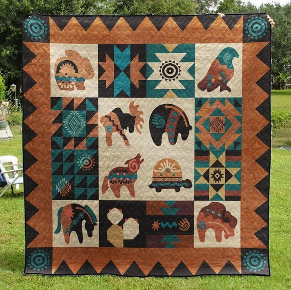 Indigenous Blanket Native Navajo Blanket Indian Blanket Cherokee Blanket Native Throw Outdoor Blanket Bison Turtle Horse Bear Throw