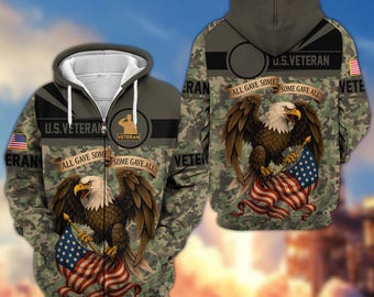 American Eagle Hoodies For Men, Veteran Zip-Up Hooded Sweatshirt, Camo Military Jacket, Patriots Sweatshirt, Veteran Day Gifts