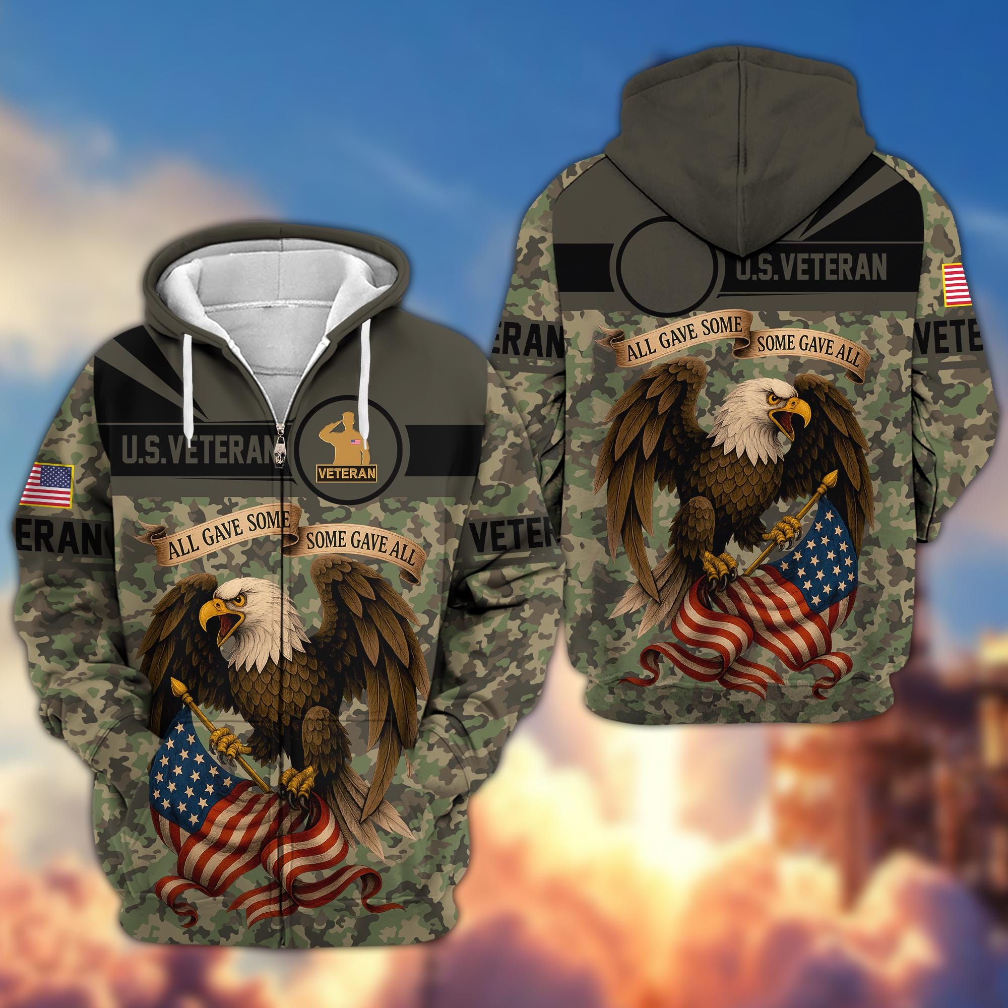 Discover American Eagle Hoodies For Men, Veteran Zip-Up Hooded Sweatshirt, Camo Military Jacket, Patriots Sweatshirt, Veteran Day Gifts