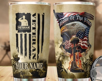 Personalized Veteran Tumbler, Custom Veteran Skinny Tumbler, Military Travel Mug, Veteran Insulated Bottle, Veterans Day Gift Ideas