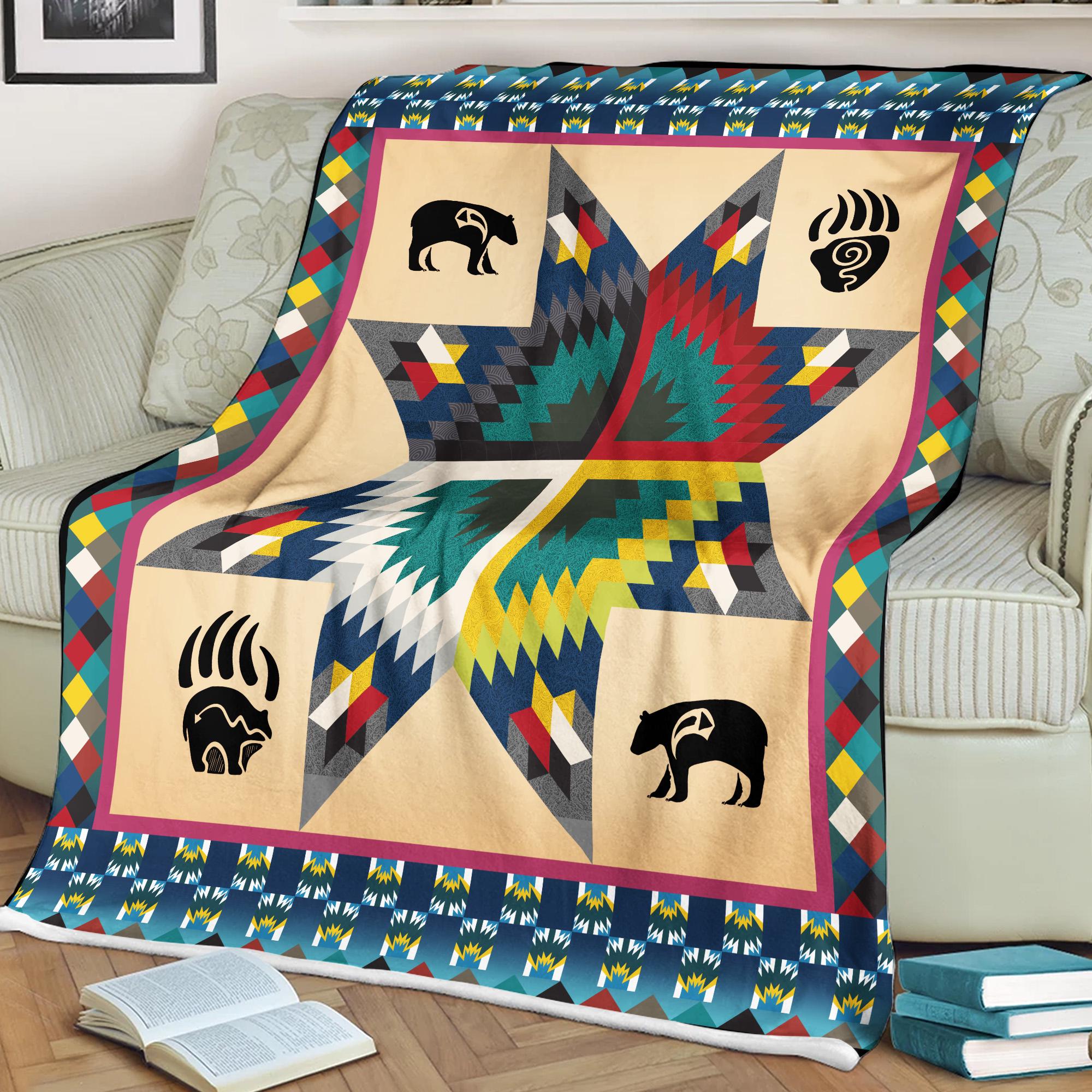 Indian Blanket Native American Quilt Blanket Indigenous Blanket Southwestern Throws Native American Quilt Throws Native Bear Throws