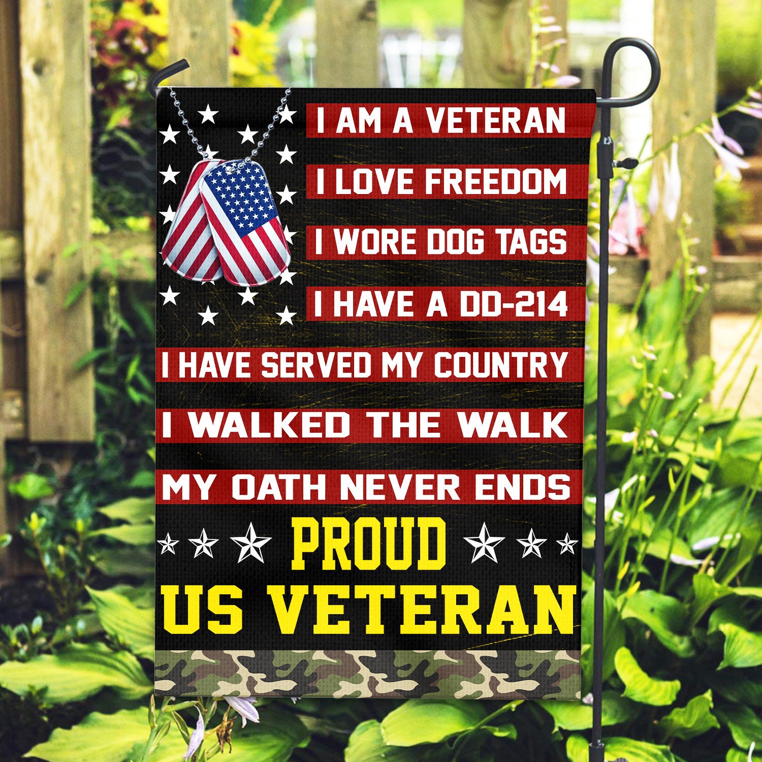 Proud US Veteran Flag, Memorial Military Garden Flag, American Flag ...