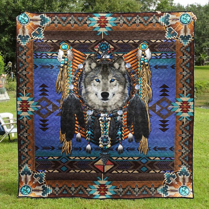 Wolf Native Quilted Blanket NCU0DK647
