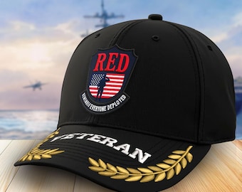 Embroidered Veterans Day Hats, Embroidered RED Veteran Hats For Men, Military Ball Caps, Veterans Day Gift Ideas, Father's Day Gift