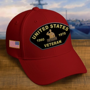 Embroidered Veterans Caps - Personalized Military Hats, Embroidered Patch Design, Adjustable Baseball Cap, Gift For Veteran