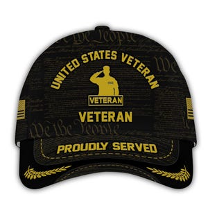 Proudly Served Veteran Baseball Caps – Military Veteran Hats, Patriotic Baseball Hat, Bald Eagle Hat, Adjustable Tactical Cap, Vets Gifts