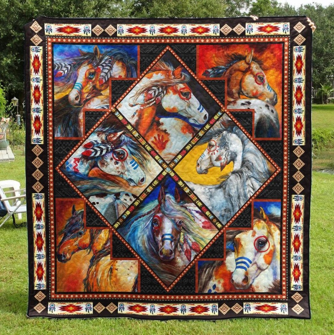 Native American Horse Quilted Blanket NCU0PD532 main image 0