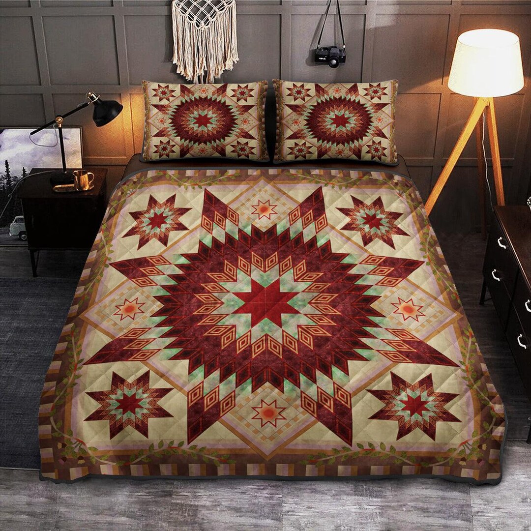Native American Star Quilt Bedding Sets, Indigenous Bedding Set, Navajo ...