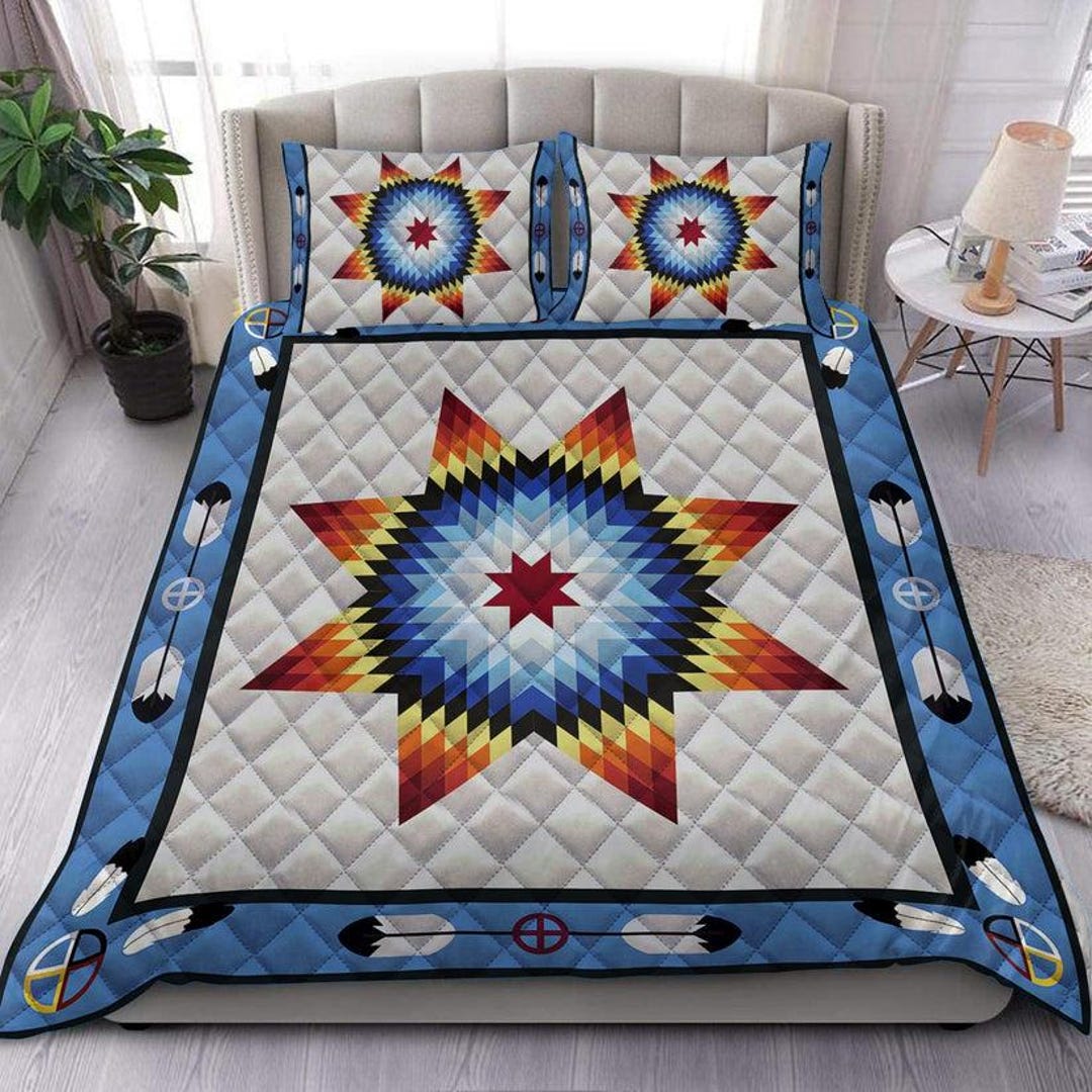 Native American Star Quilt Bedding Set, Tribal Geometric Bedspread ...