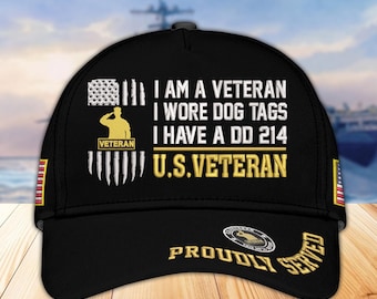 Embroidered Veteran Hats For Men - DD 214 Hat, Embroidered Patch Design, Adjustable Baseball Cap, Veteran Gifts For Men