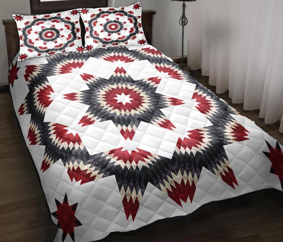 Native American Broken Star Quilt Bedding Set, Indigenous Bedspread ...