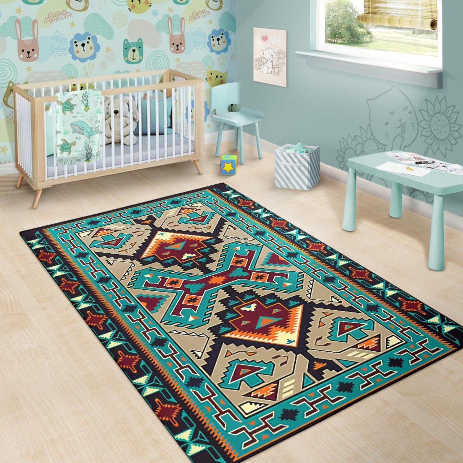 Native American Cuture Design Area Rug, Indigenous Area Rug, Native ...