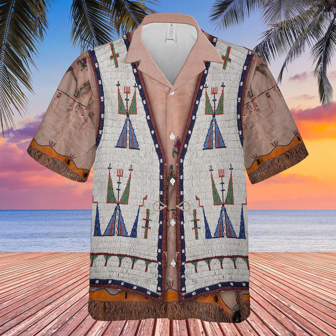 Native Pattern Hawaiian Shirt, Native Button up Shirt, Tribals Pattern ...