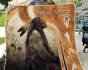 Manta personalizada de nativos americanos, manta de edredón de nativos americanos, regalo nativo, regalo indígena, mantas tribales, manta de edredón indígena