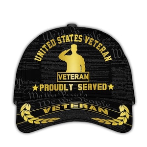 Proudly Served Veteran Baseball Caps – Military Veteran Hats, Patriotic Baseball Hat, Bald Eagle Hat, Adjustable Tactical Cap, Perfect Gift