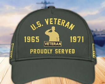 Embroidered Military Veteran Hats - Personalized Proudly Served Veteran Hat, Military Ball Caps, Patriotic Hats For Men, Retirement Gifts