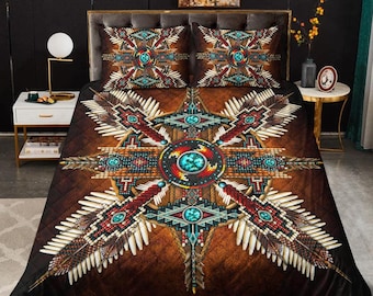 Native American Bedspread Set, Indigenous Bedding Set, Navajo Bedspread, Cherokee Bedding Sets, Cherokee Gifts, Native American Decor