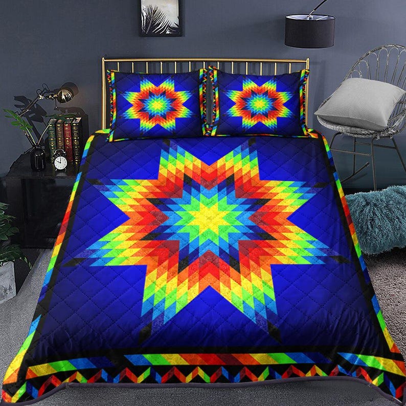 Native American Star Quilt Bedspread Set, Indegenous Bedspread, Navajo ...