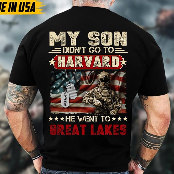 Mi hijo no fue a Harvard, fue a Great Lakes Camisetas personalizadas para papás orgullosos de la Marina Camiseta para mamás de la Marina Camisetas de graduación militar de la Marina