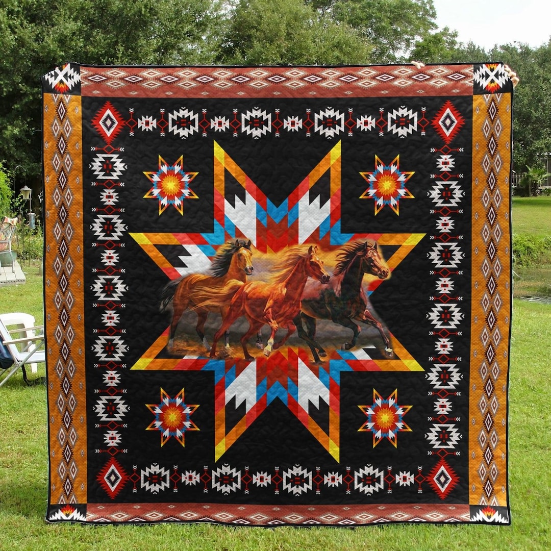 Native American Horse Quilted Blanket NCU0PD532