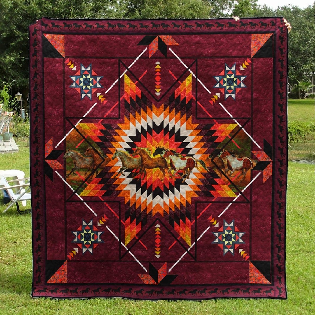 Native American Horse Quilted Blanket NCU0PD185 main image 1