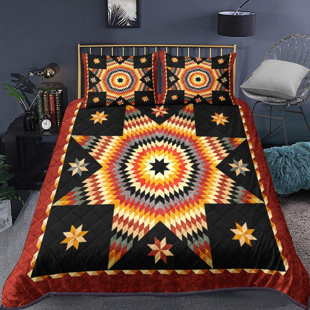 Native American Star Quilt Bedding Sets, Indigenous Bedspread, Navajo ...