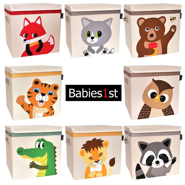 Set of 8 Babies1st foldable storage boxes with lid, toy box, 33x33x33cm, for Kallax shelves.