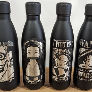 Anime engraved steel bottle