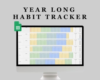 2022 Habit Tracker Spreadsheet Template | Habit Building | Monthly Habit Tracker | Weekly Habit Tracker | 2022 Tracker