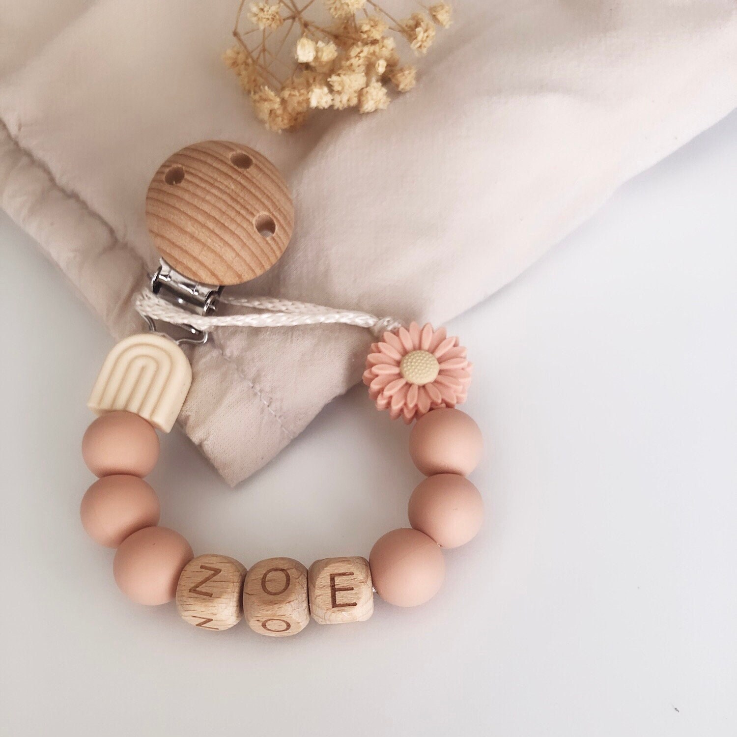 Personalized Pacifier Clip and Rattle Set / Personalized Baby Shower ...