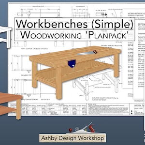 2 つのシンプルな作業台プラン - 作業台プラン - 木工ベンチ - 木工作業台 - DIY 作業台 - ステップバイステップの説明プラン
