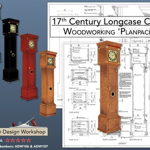 Longcase Clock Plans 17th Century Longcase Clock grandfather clock plan woodworking plan antique clock plan DIY clock plan image 1