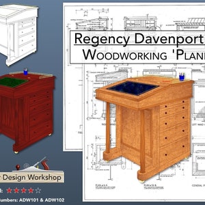 Regency Davenport Desk Plan - Woodworking Plan - Furniture Plan - compact home office desk - laptop desk