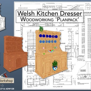 Welsh Kitchen Dresser Plans - Welsh Dresser Plans - Kitchen Storage Plans - Plate Rack Plans - Woodwork Plans - Furniture Plans - DIY Plans