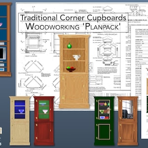 Corner Cupboards Plan - Display Cabinet Plans - Corner Shelves - Furniture Plan - DIY Plans - Woodworking Plans