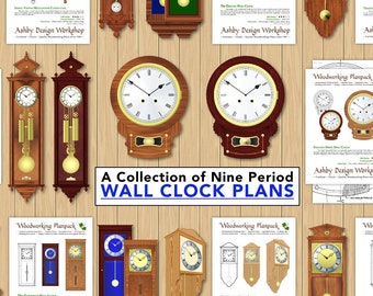 Nine Period Wall Clock Plans -  Diy Wall Clocks - Woodwork Plans - Diy Plans - Clock Plan Bundle