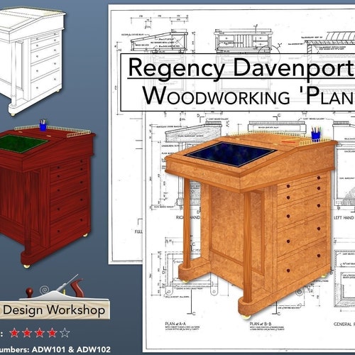 Regency Davenport Desk Plan Woodworking Plan Furniture Etsy